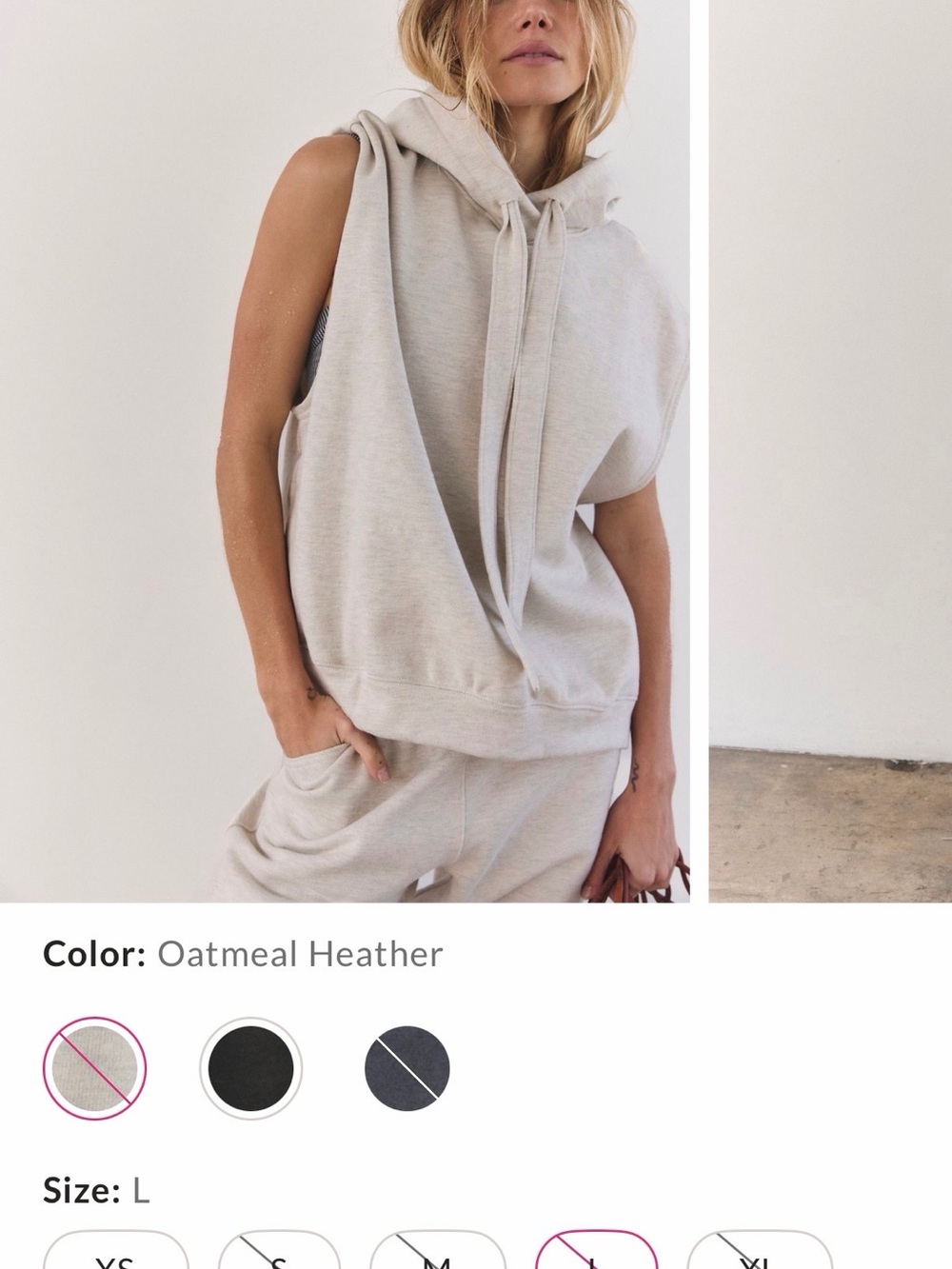 Free People Neutral Beige Pullover Hoodie